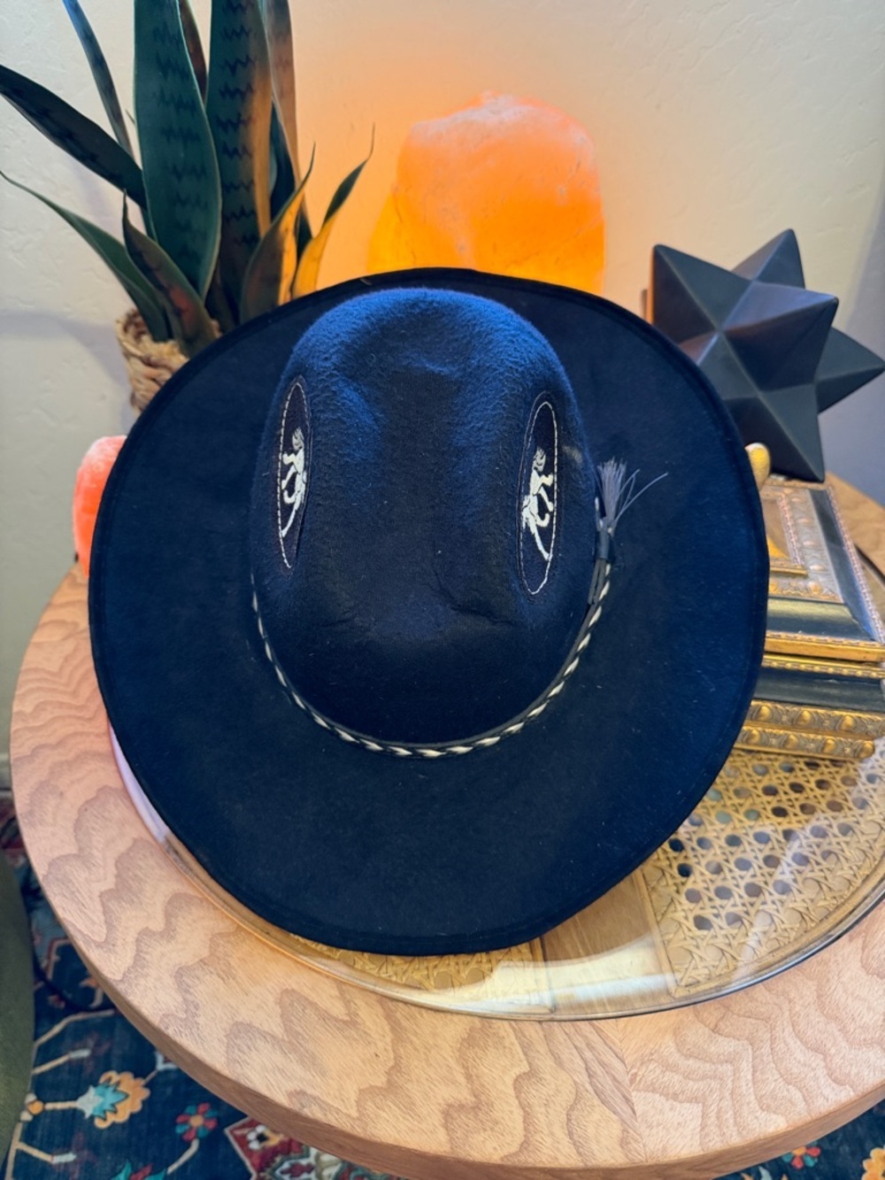 Men's Black Western Felt Cowboy Hat with Braided Band - Picture 2 of 8
